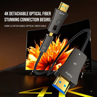 Cable VegGieg Desmontable Micro HDMI a HDMI 2.0 Estándar, Cable de Fibra Óptica Activa AOC 4K 60Hz para Enrutamiento en Conductos