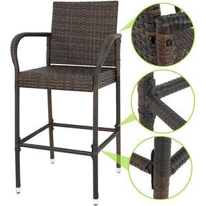 Silla Alta de Mimbre Marrón Resistente con Brazos y Respaldo, Silla de Patio para Exteriores, para Jardín, Terraza y Relajación - Product Image 4