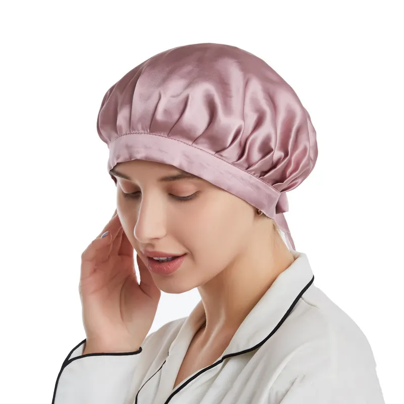 2021 Satin Silk Bonnet Sleep-Cap Extra Large Salon Bonnet Head Hair Covers Chemo-Caps With Elastic NightCap Hat Other Hats