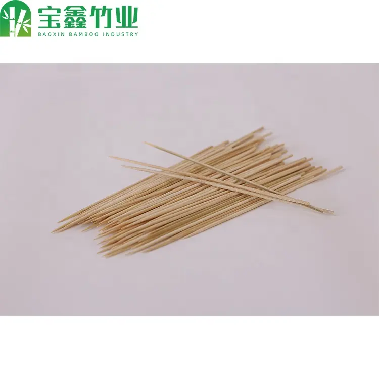 disposable flat BBQ bamboo skewer stick rotisserie Food grade 25cm 4mm No bleach roast meat shop store