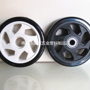 Junwei Casters 5 Inch White Nylon <b>Wheel</b> With Double Ball Bearings Firm Tread No Brake For Heavy Duty Use - Product Image 1