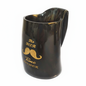 Mug en corne de buffle authentique et écologique, fait à la main, de qualité alimentaire, style médiéval, religieux, Feng Shui, mug à bière animal - Product Image 1