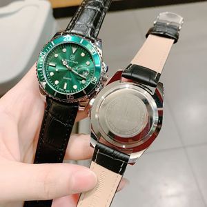 Black and green dial men's <b>leather</b> <b>bracelet</b> watch - quartz business casual watch - Product Image 3