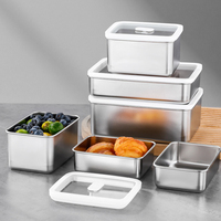 Edelstahl-Lebensmittelbehälter mit Glasdeckeln Snackboxen Lunchbox Luftdicht Mikrowellen- und Spülmaschinenfest