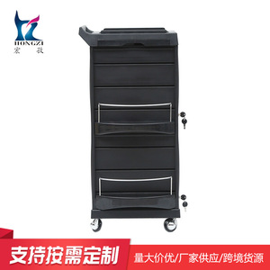 Salon <b>Trolley</b> Black Multi Layer <b>Plastic</b> Universal Wheel Easy Moving Hair Salon Beauty Parlor Furniture HZ2020NW - Product Image 3