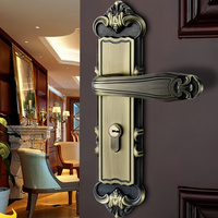 Kunci Gagang Pintu Universal Klasik Eropa dari Baja Tahan Karat dan Aluminium untuk Kamar Mandi dan Hotel, Pintu Kayu Solid