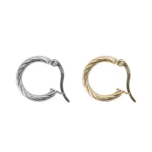 Classic Vogue 925 Sterling Silver Gold Hoop Earrings 18k Hypoallergenic Chunky Twist Rope Earrings For Women