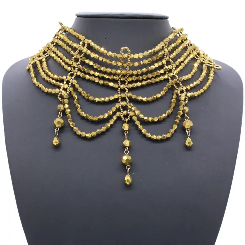 Trend Colorful Crystal Beads Chain On The Neck Accessories Multilayers Choker Necklace For Women Party Jewelry