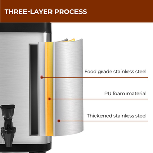 Distributeur <span class=keywords><strong>de</strong></span> boissons en acier inoxydable à double paroi Moseener, baril carré, robinet pour thé à bulles/café/jus, 5L/8L pour hôtels - Product Image 5