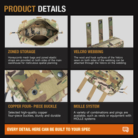 Pochette tactique horizontale en nylon 500D découpée au laser, système MOLLE, pour accessoires de gilet, outils utilitaires, EDC, pour équipement de chasse en extérieur