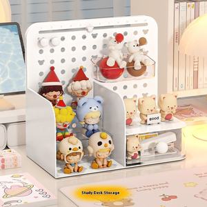 Organisateur de bureau en <span class=keywords><strong>plastique</strong></span> à plusieurs niveaux avec tiroirs et panneaux perforés, idéal pour dortoir, chambre et salon - Product Image 3