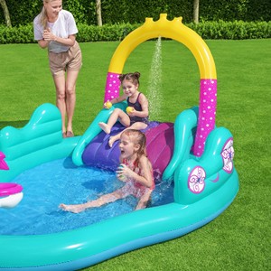 Inflatable Unicorn Water Play Center, Kids Backyard Splash Pad with Slide & Sprinkler, Outdoor Swimming Pool Toy for Toddlers - Product Image 5