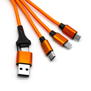 Câble USB 5-en-1 tressé en nylon avec logo LED, double entrée Type-C, idéal pour les cadeaux – Vente Flash - Product Image 2