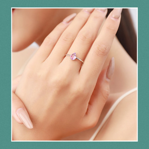 S925 Silver Women's Pear Cut Pink <b>Crystal</b> <b>Ring</b> Bezel Setting Classic Gemstone <b>Ring</b> Everyday Wear - Product Image 6
