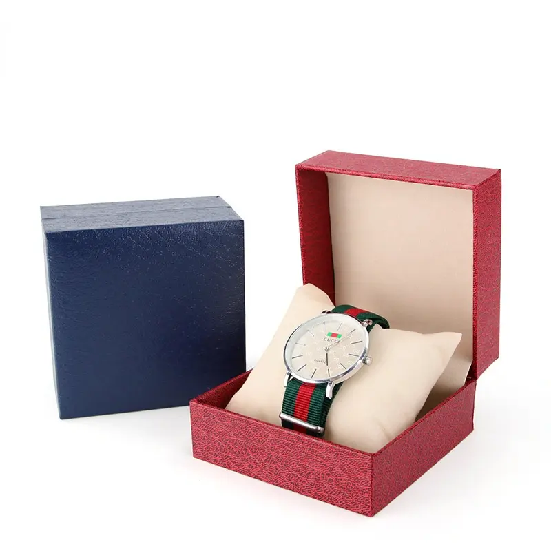 Lichi — boîte de montre en papier remplie de cuir, grain, imitation cuir pu, emballage de bijoux, nouvelle collection