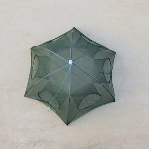 Filet de piège à parapluie plié 6 trous filets de pêche pour piège à crevettes et crabes - Product Image 6