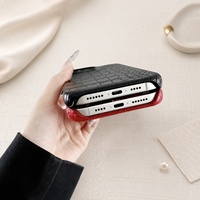 Funda de Teléfono de Cuero Croc de Color Sólido Resistente a Golpes para iPhone