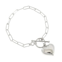Bijoux de haute qualité, bracelet en argent sterling 925 en forme de cœur, plaqué or 18 carats, bracelet en forme de cœur, bracelet à chaîne en forme de trombone