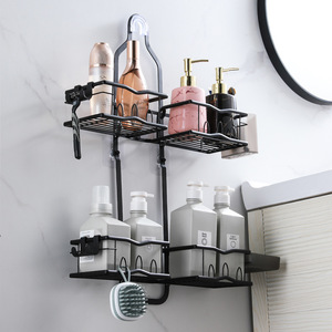 Support organisateur de <span class=keywords><strong>douche</strong></span> double couche en acier au carbone noir support de pommeau de <span class=keywords><strong>douche</strong></span> suspendu avec <span class=keywords><strong>porte</strong></span>-<span class=keywords><strong>savon</strong></span> rasoir <span class=keywords><strong>porte</strong></span>-brosse <span class=keywords><strong>à</strong></span> dents - Product Image 3