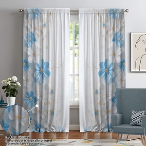 Nuove Tende e Drappeggi per Finestre e Porte con Stampa Digitale Personalizzata a Motivi Floreali, Stile Moderno per Soggiorno, Lavabili in Lavatrice - Product Image 1