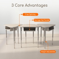 Ensemble de bureau scolaire réglable en hauteur, table modulaire à emboîtement, poche de rangement, base antidérapante, design moderne, formation, bureau à domicile