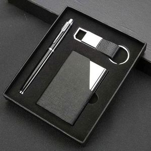 Ensemble cadeau pour homme, porte-cartes, stylo, porte-clés, 3 en 1, logo personnalisé, cadeaux promotionnels, ensemble cadeau d'entreprise - Product Image 2