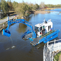 Drague amphibie multifonctionnelle avec moteur de boîte de vitesses de pompage de sable pour réservoir de rivière.
