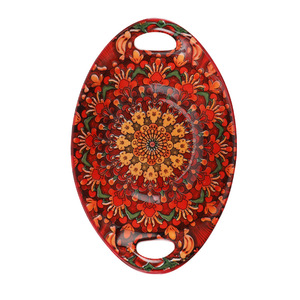 Bohemian Plant Pattern Microwave Safe Round Dinnerware Plates Bowls Set for Wedding Birthday Celebrations-Bohemian Red Design - Product Image 5