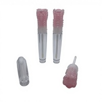Vente directe d'usine, tube vide pour gloss à lèvres en plastique, 6 ml, forme de fleur rose dégradée, emballage cosmétique, estampage à chaud