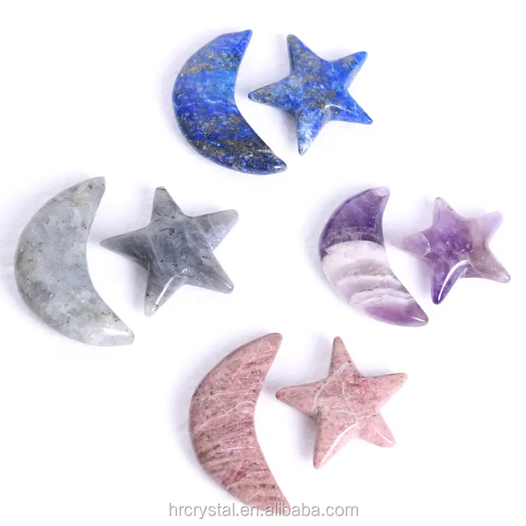 Cristalli pietre curative spirito naturale gemma artigianato cristallo luna stella cristallo intaglio