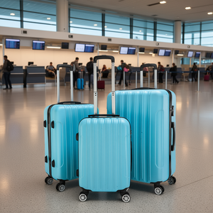 Valise rigide 3 en 1 avec serrure, roulettes pivotantes, bagage de voyage bleu, grande capacité, poignée télescopique en plastique, unisexe - Product Image 2