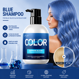 Shampooing <span class=keywords><strong>bleu</strong></span> infusé avec formule nourrissante et anti-jaunissement pour cheveux teints argentés – Shampooing colorant capillaire - Product Image 1