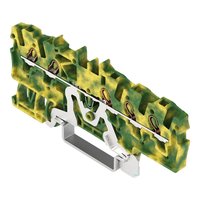 Bornier de terre WAGO 2001-1507 5 conducteurs en polyamide PA66 vert-jaune, 1,5 mm, à encliquetage, CAGEs CLAMPs, rail DIN 35x15, 800V