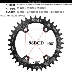 Vxm Single Chainring Aleación de aluminio Bicicletas de montaña 96Bcd <span class=keywords><strong>Xt</strong></span> M7000 M9020 M9000 <span class=keywords><strong>M8000</strong></span> Positivo Negativo Diente Bicicletas de carretera - Product Image 2
