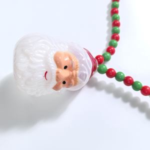 Collana Decorativa con Babbo Natale Luminoso a LED con Perline Rosse e Verdi per Feste di Capodanno e Natale - Product Image 2