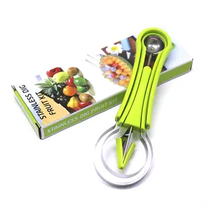 Professional 4 In 1 Stainless Steel Fruit Carving Tools Seed Remover Melon Baller Seed Remover Watermelon Cutter