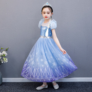 Nuovo <span class=keywords><strong>Vestito</strong></span> <span class=keywords><strong>da</strong></span> Festa Blu di <span class=keywords><strong>Elsa</strong></span> e Anna per Bambine, Costume <span class=keywords><strong>da</strong></span> Principessa con Mantello Lungo, Abito per Feste per Bambini BX1756 - Product Image 3