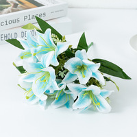 Simulasi Buket Bunga Lily Kecil 7 Tangkai, Bunga Lily Berkualitas Tinggi, Bahan DIY untuk Dekorasi Bunga, Grosir Bunga Lily Putih