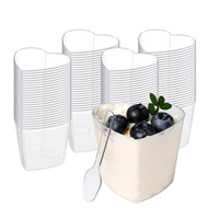 Lot de gobelets jetables transparents avec cuillères, empilables, idéal pour les boulangeries, cafés et commandes de restauration en gros
