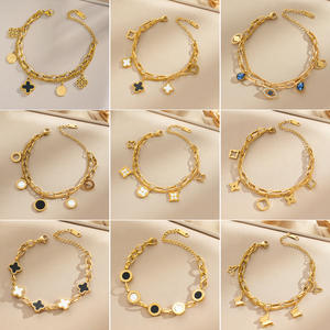 Nouveau Acier Inoxydable 18k Or Perle Shell Zircon Couches Trèfle Mauvais Yeux Chaîne <span class=keywords><strong>Bracelet</strong></span> Femmes Papillon <span class=keywords><strong>Coeur</strong></span> <span class=keywords><strong>Bracelet</strong></span> pour Cadeau - Product Image 2