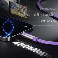 Kabel Data silikon Tipe C 65W, lampu suasana aromaterapi untuk pengisian cepat kabel Earphone 1m