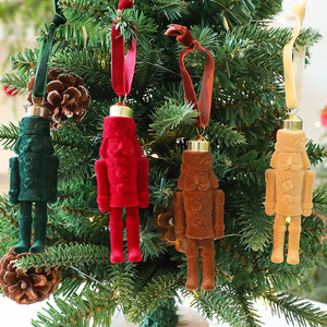 <b>Flocked</b> Plastic Velvet Nutcracker Decorative Pendant DIY <b>Christmas</b> Indoor Window Display <b>Tree</b> Ornament Hanging Decoration - Product Image 1