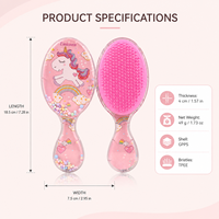 Brosse à cheveux rectangulaire en nylon imperméable, mignonne, avec balles de massage en mousse transparentes arc-en-ciel et picots colorés, vente directe usine