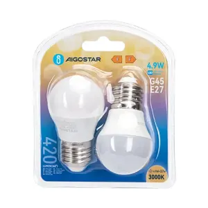 Lampadina LED G45 E27 4.9W, 2 unità, luce efficiente ideale per illuminazione ambientale e decorativa in case e uffici. - Product Image 2