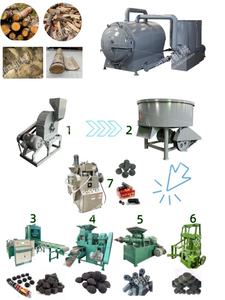 Un lavoratore operare orizzontale legno guscio di cocco carbone storta Biochar pirolisi macchina forno con aceto di legno - Product Image 2