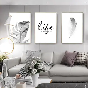 Nordic simple Nordic wind decorative painting study wall painting art dandelion feather Mosaic children letter painting core