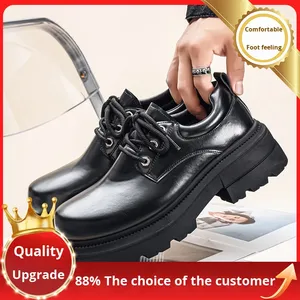 Chaussures pour hommes 2025 – Nouvelle collection automne – Style tendance à lacets pour le bureau et la carrière – Chaussures noires rehaussantes à semelle épaisse et résistantes à l'usure - Product Image 6