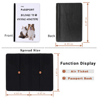 Porte-passeport multifonctionnel en cuir noir/blanc personnalisé avec logo par sublimation pour chats et chiens – Impression de certificats