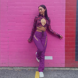 <span class=keywords><strong>Pantalon</strong></span> en <span class=keywords><strong>cuir</strong></span> pour <span class=keywords><strong>femme</strong></span>, taille haute, à lacets, fermeture éclair, respirant, vintage, skinny, jambe <span class=keywords><strong>droite</strong></span>, uni, automne, sexy - Product Image 4