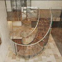 Escaliers Courbes sur Mesure avec Garde-Corps en Verre Trempé Style Minimaliste Escaliers Courbes pour Bâtiments Résidentiels